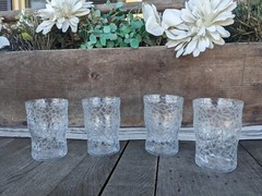 Vintage Federal Glass «Jack Frost» Crackled 8oz Water Tumblers (4)