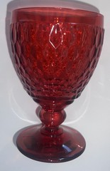 3 Villeroy & Boch Boston Red Water Goblet Stemmed Glasses Valentines Day