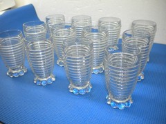 Manhattan Clear Bubble Footed Tumbler Depression Anchor Hocking
