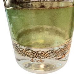 Culver Starlyte Highball Glasses Green Clear 22K Gold Three 5.5″ X 2.5″ VTG MCM