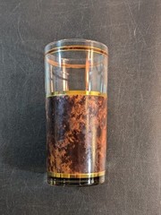 5 Barware MCM Culver 5.5″ Tumbler Glasses Tortoise Shell & Gold Retro Vtg