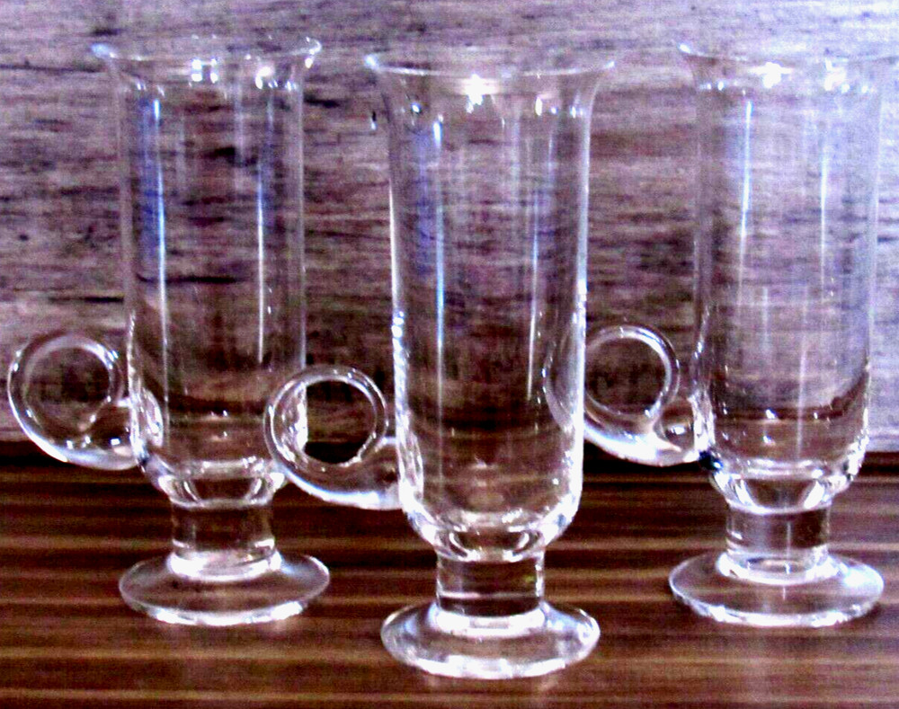 3 DARTINGTON Irish Coffee Glasses 24% Lead Crystal FT83 Vtg 60s MCM Barware NEW