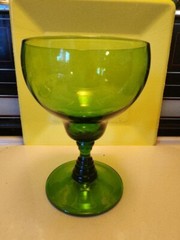 Vintage Set Of 8 Indiana Glass Avacado Green Margaritta 16oz Goblets Pre-owned
