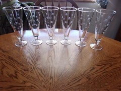 Etched Pilsner Dot 11 Oz Ball Stem Crystal Blown Glass – Set of 6