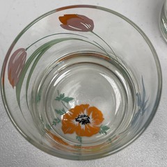 Dorothy Thorpe Hand Painted Poppy Daffodil Spring Flowers Floral Glasses 10 oz