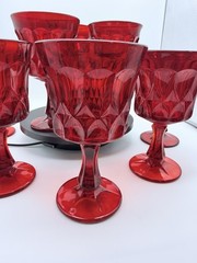 Vintage Noritake Perspective Ruby Red Glass Juice Wine Goblet 6.5” Tall Set of 8