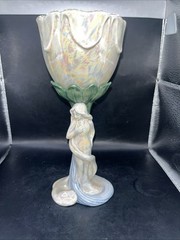 Fitz Floyd Pottery Goblet Lily & Nymph 1978 Art Nouveau Wine Water Lustre