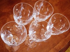 Vintage Set 5 TIFFIN FRANCISCAN PETITE Cut Leaf Crystal Water Goblets FANCY STEM