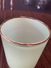 Vtg highball Bartlett Collins mid modern gold guild green pastel glass