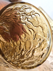 3 Vintage Anchor Hocking Lido Milano Amber Gold Crinkle Glass 5.5 inches 10 oz