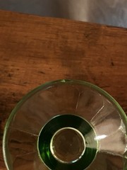 Green Depression Glass Uranium Crackle Textured Pedestal Tumblers Set Of 5