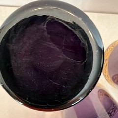 (5) Vintage Amethyst Pier 1 Imports Purple Blown Glass Tumblers Gold Trim