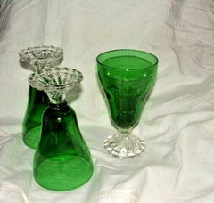Vintage Anchor Hocking Burple Green Glass Set of 8 EMERALD Green Goblets – 6″T