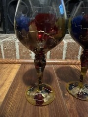 Set of 2 Wine Glasses ART Curtea Sticlarului Handblown Euroglass Romania HTF