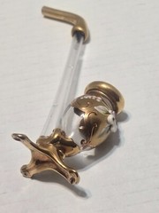 VTG MOSER BOHEMAIN CZECH PORT WINE SIPPER BORO CRYTSAL PIPE SHAPE /GOLD FLOWERS