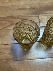 Vtg Anchor Hocking Lido Milano Honey Gold Amber Glass 4 Oz Juice Glass Set Of 4