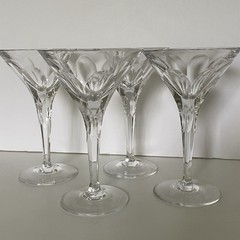 Vintage Crystal Martini Glasses Set Of 4 Heavy Duty Beautiful! 40’s EUC Wine