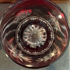 Waterford Glass Tumbler set of 2 Snowflake Snow Crystals Motif Ruby Red