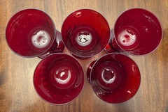 5 Martha Stewart Ruby Red Wine Glasses 8 Oz