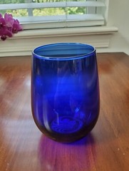 Vintage Cobalt Blue Glass Cup Candle Holder Tumbler Jar