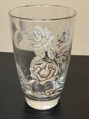 Vintage Libbey Rose Bouquet Flat Tumbler
