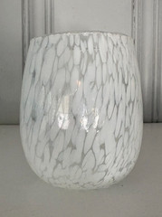 Set Murano White Crystal Confetti Stemless Wine Glass Made In Italy 4”-brand new