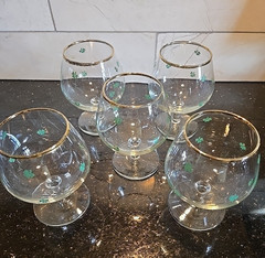 Vintage Glassware From Ireland With Clovers On It Cognac,Brandy, Snifter, St Pat