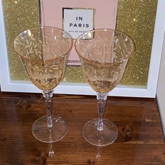 Amber Wine Glass / Goblets (2) 4688468 Excellent Condition