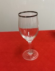 VTG Johann Haviland Blown Crystal Platinum Rim Wine Glass 6”Bavaria Germany EUC