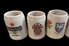 Vintage Beer Stein Mini Mug Set Of 7 Lowenbrau, Wurzburger, Oktoberfest, Etc