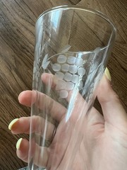 Etched Crystal Coupe Glass With Grape And Leaf Design Vintage -Set Of 6