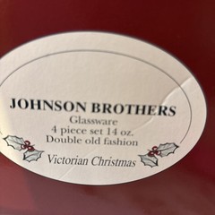 Vintage Victorian Christmas Glassware Johnson Brothers 4PC Drinkware 14 Oz Boxed