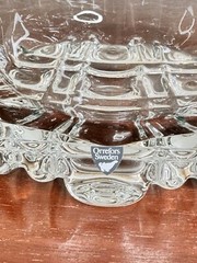 Orrefors Sweden Heavy Clear Cut Crystal Ice Bucket With Chrome Handles MCM Style