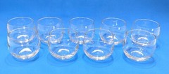 Mid Century Set of 9 Roly Poly Clear Glasses, Punch Cups 4 oz. Vintage