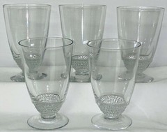 5 Duncan & Miller TEAR DROP CRYSTAL *4″- 4 1/2 oz FOOTED JUICE TUMBLERS*