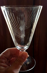 Javit Moonbeam Cut Crystal Cordial Wine Goblet MCM Dots Lines Comet Pattern 4.75