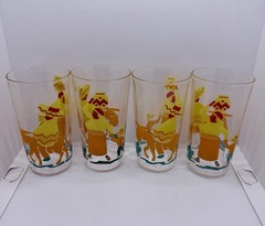 Taylor Smith Taylor Glasses Tumblers Southwestern Set Of 4 MCM 1950’s