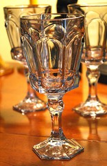 Vintage FOSTORIA VIRGINIA Set 5 Water Glasses SMOKEY GREY Hexagonal Panels 7.25″