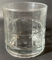 VTG Anchor Hocking Manchester Tartan Heavy Clear Glass Low Ball Glasses Set of 3
