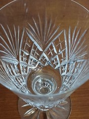 Royal Doulton JUNO Cut Fan Criss Cross Elegant Glass CLARET WINE GOBLETS Set 2