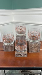 Vintage Libbey Cattails and Foliage Lowball Scotch Glasses.