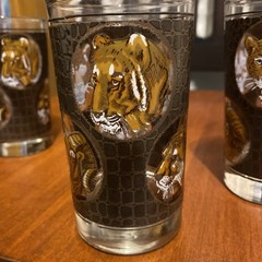 Vintage Libbey African Safari Animal 10oz Textured Tumblers (5)