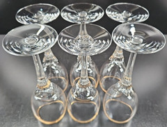 6 Lenox Erin Gold Trim Wine Glasses Set Vintage Crystal Clear Embossed Stems Lot