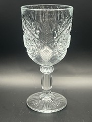 VTG Libbey Hobstar Stemmed Star Burst Etched Clear Glass Goblet (1 Available)