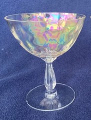 Fostoria Shell Pearl Champagne/Sherbet Loop Optic Iridescent Excellent