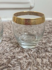 2 Vintage Imperial Old Fashioned Whisky Rocks Wine Glasses 24kt Gold Rim 6oz EUC