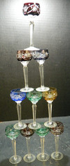 Vintage Set Of (10) Bohemian Cut To Clear Stemmed Cordials 5.63″x2.13″x2.13″ Exc