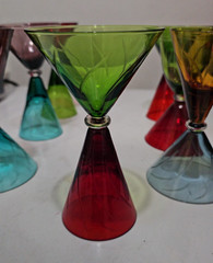 Mid Century Modern, Reversible, Wine, Martini Glasses 7pc Gorgeous
