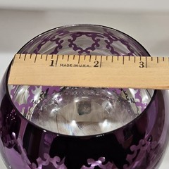 Set of 4 Electroplated Purple Mirror Etched Bubble Wine Goblets Barware 9″ x 3″