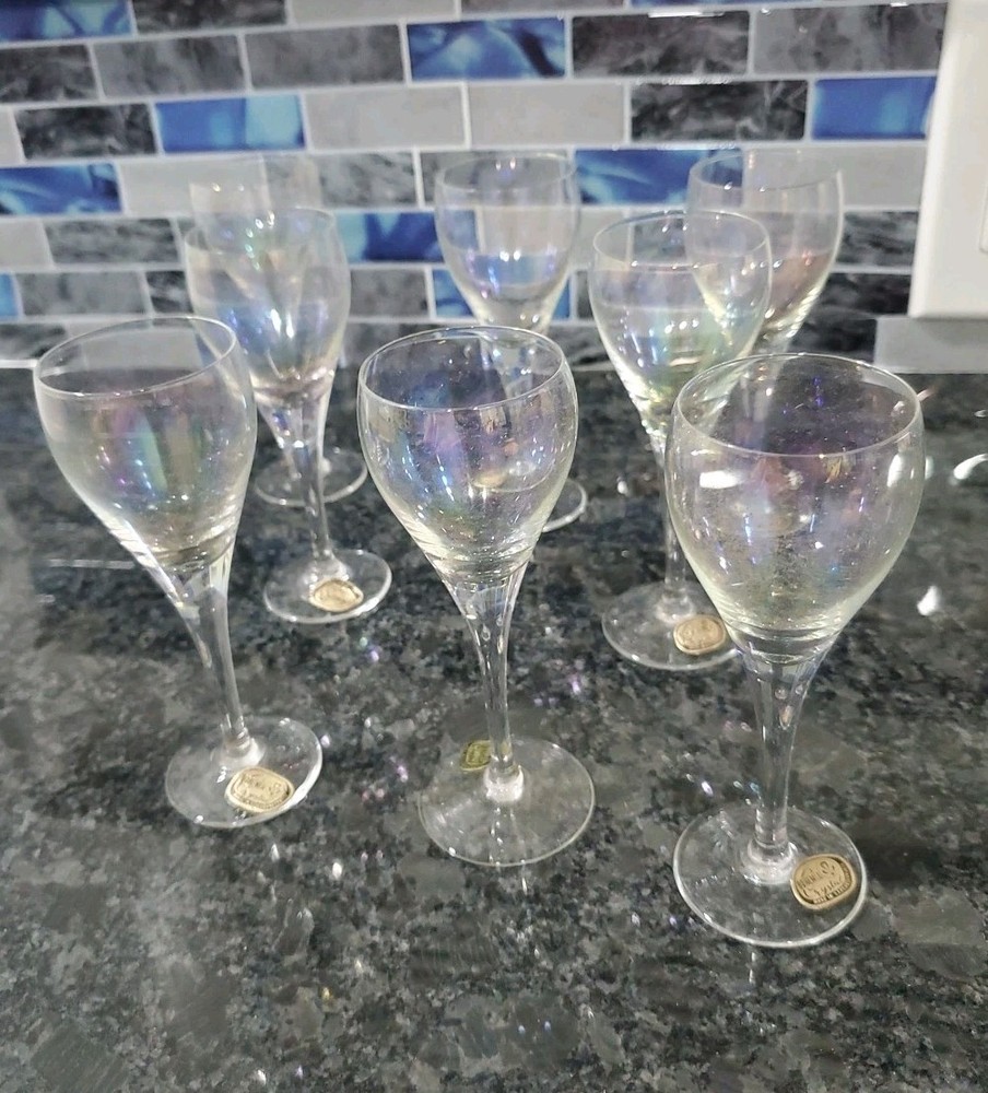 Bohemia Rainbow Crystal Cordial Wine Glass Set Of 8